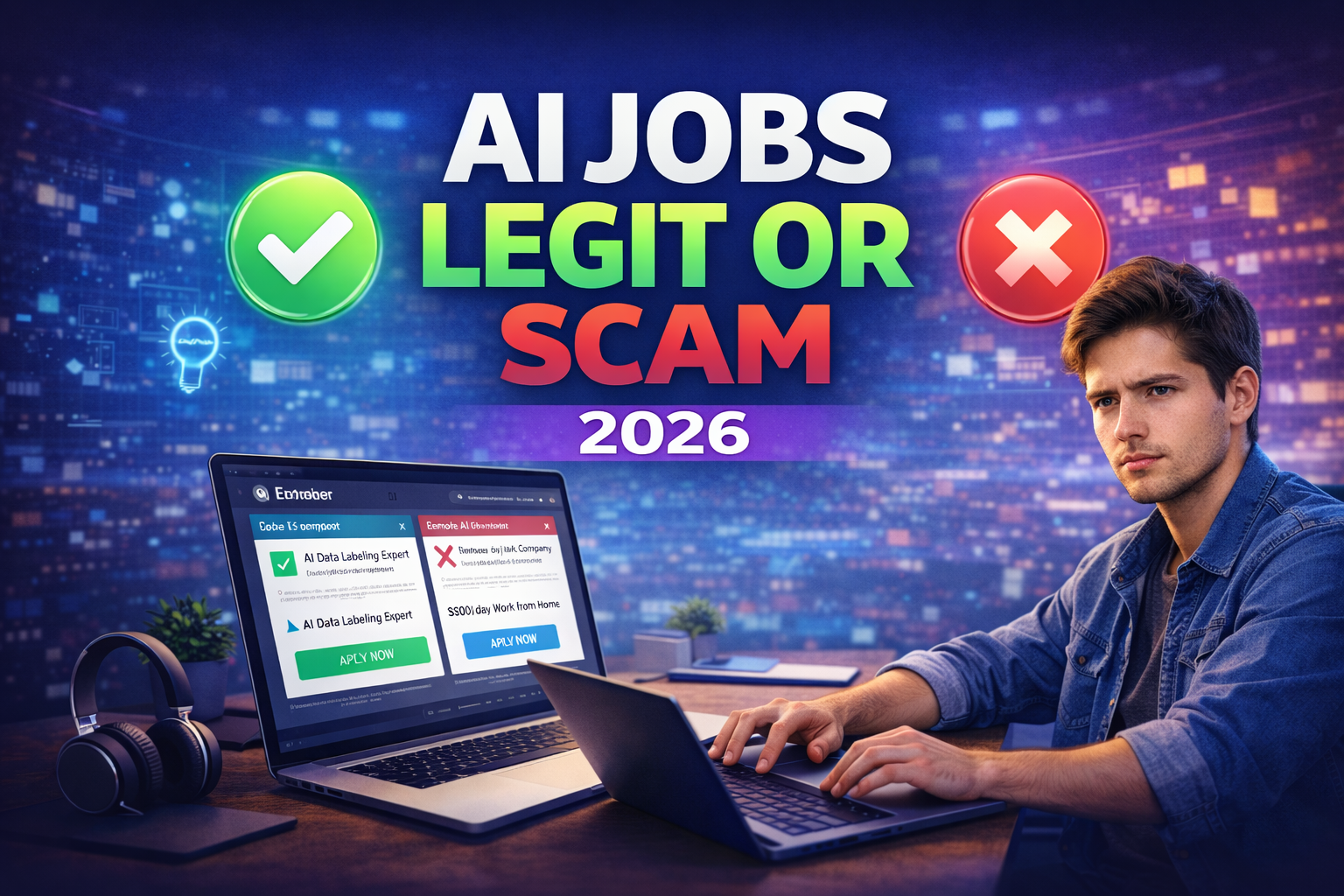 AI remote jobs legit or scam work from home setup