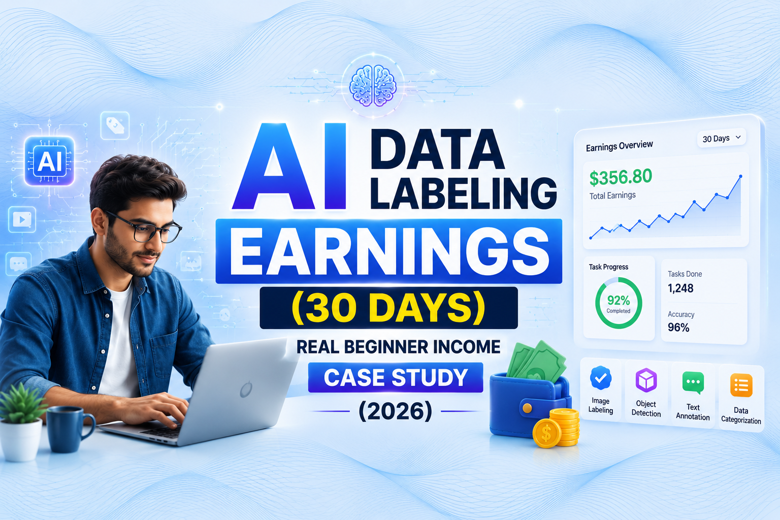 AI data labeling earnings 30 days real beginner income case study in 2026