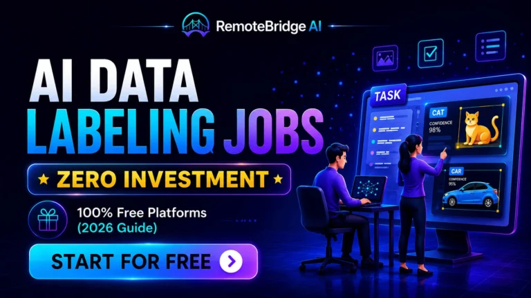 AI data labeling jobs without investment 2026 guide showing free remote work opportunities